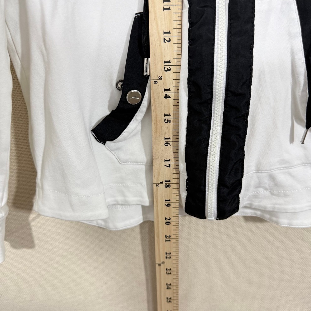 Lauren Ralph Lauren Active Womens White Black Zip Up Hoodie Small Cotton Striped - Picture 6 of 6